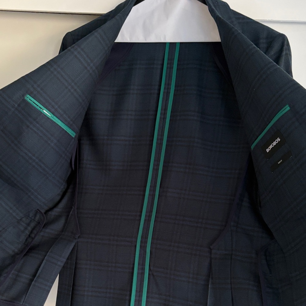 Bonobos Green/Navy Plaid Blazer 38S - Picture 5 of 12